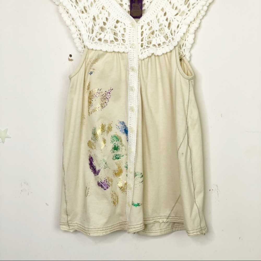 FREE people button down crochet top - Picture 3 of 12
